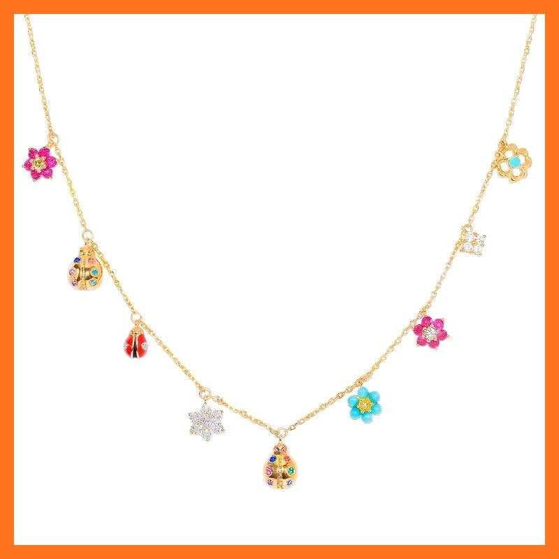 【新品】 [Tessalyn] ネックレス レディース てんとう虫 花 モチーフ 幸運 輝く ジルコニア 上品 エレガント カラフル アクセサリー調節可能 通勤 パーティー 誕生日 記念日 プレゼント ギフトBOX付き 28,461円