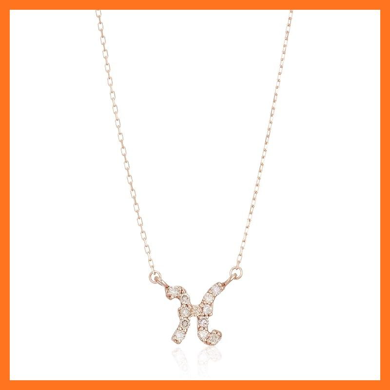 【新品】 [ディーコレクション] 10金 ピンクゴールド ダイヤモンド イニシャルH ネックレス 0.1ct D10K-PG-H