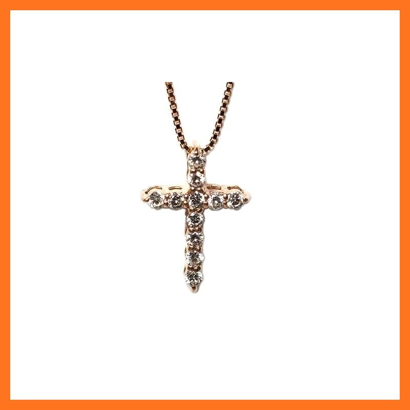 【新品】 [キャンディ] K10PG イレヴンクロスネックレス 0.11ct