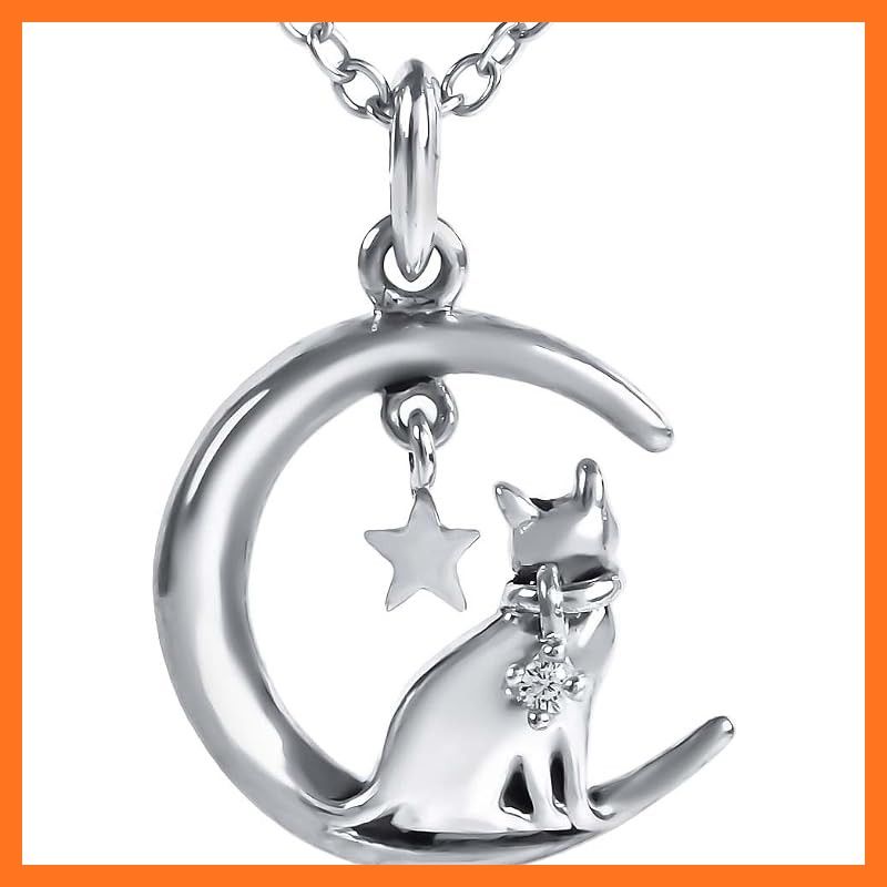 【新品】 Libelux 星空の三日月に座る猫 シルバー925 ダイヤモンドネックレス シルバー 豪華ギフトセット