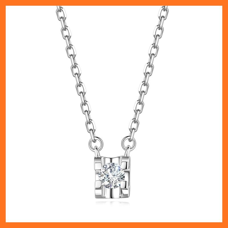 【新品】 [FANCIME] ダイヤモンド ネックレス レディース 1粒ダイヤネックレス 0.1ct キューブ ラボグロウン ラボダイヤ (DEF/VS) シルバー 純銀 バー留め 誕生日 記念日 クリスマス プレゼント ギフトラッピング付き