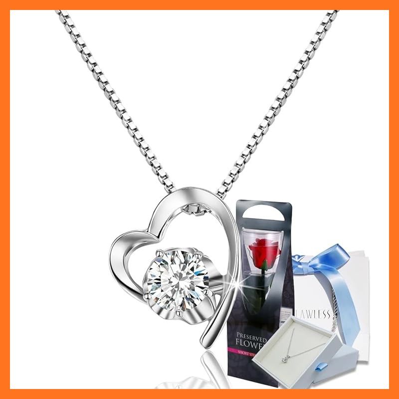 【新品】 [EVER FLAWLESS] モアサナイト ネックレス レディース ハート ネックレス プリザーブドフラワー ラッピング クリスマス 誕プレ 記念日 お奥さん 彼女 妻 プレゼント