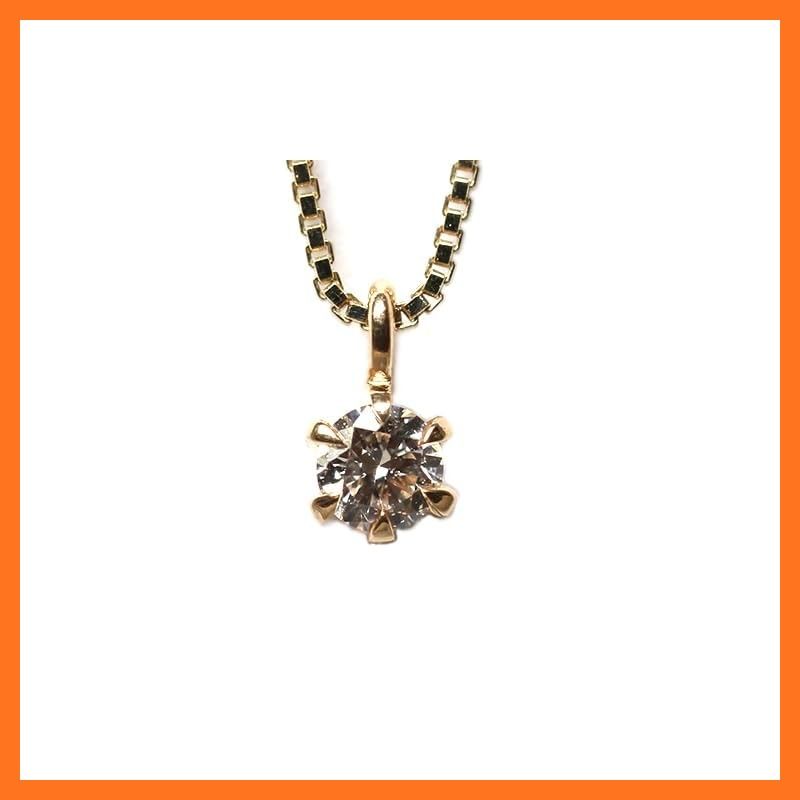 【新品】 [キャンディ] K10YG ダイヤモンド0.05ct 6本爪ネックレス