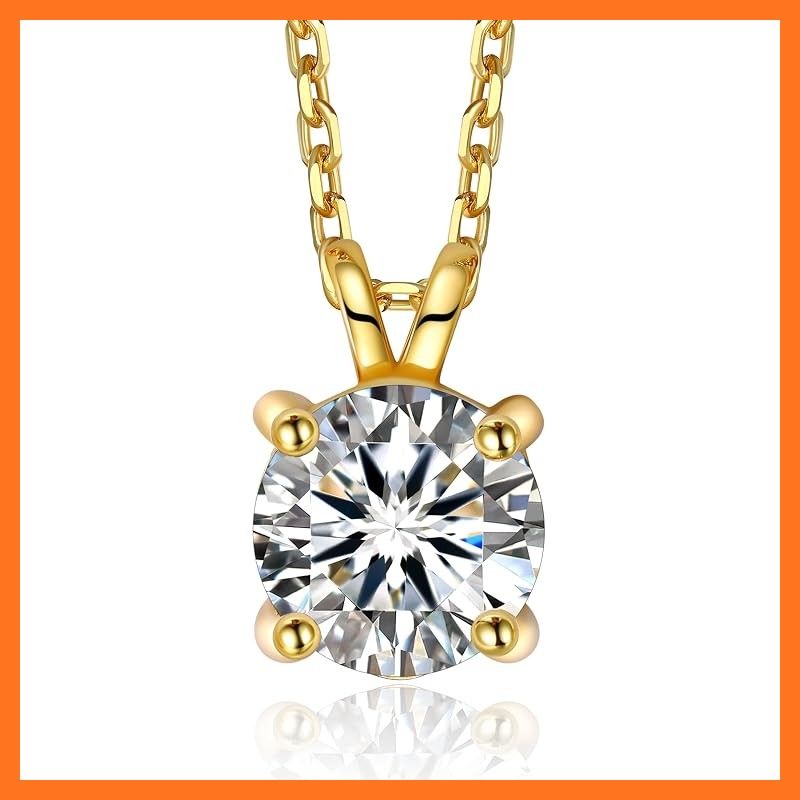 【新品】 [MomentWish] モアサナイト ネックレス レディース 一粒 ペンダント 18金 ネックレス シルバー925 金属アレルギー対応 プレゼント ボックス付き (0.3ct)