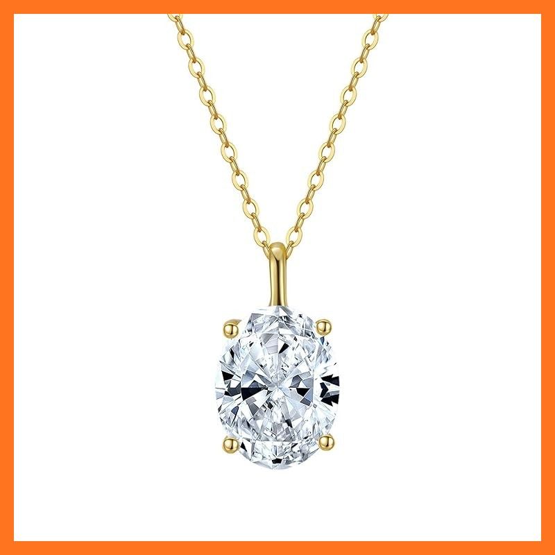 【新品】 Bellitia Jewelry ネックレス レディース ホワイト 1ct CZダイヤモンド シルバー925 14kゴールドメッキ 女性 40cm 5cm調整可能