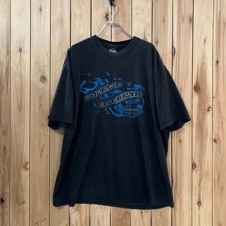 00s HARLEY DAVIDSON / ハーレーダビッドソン ブルーフレイム プリントTシャツ XL