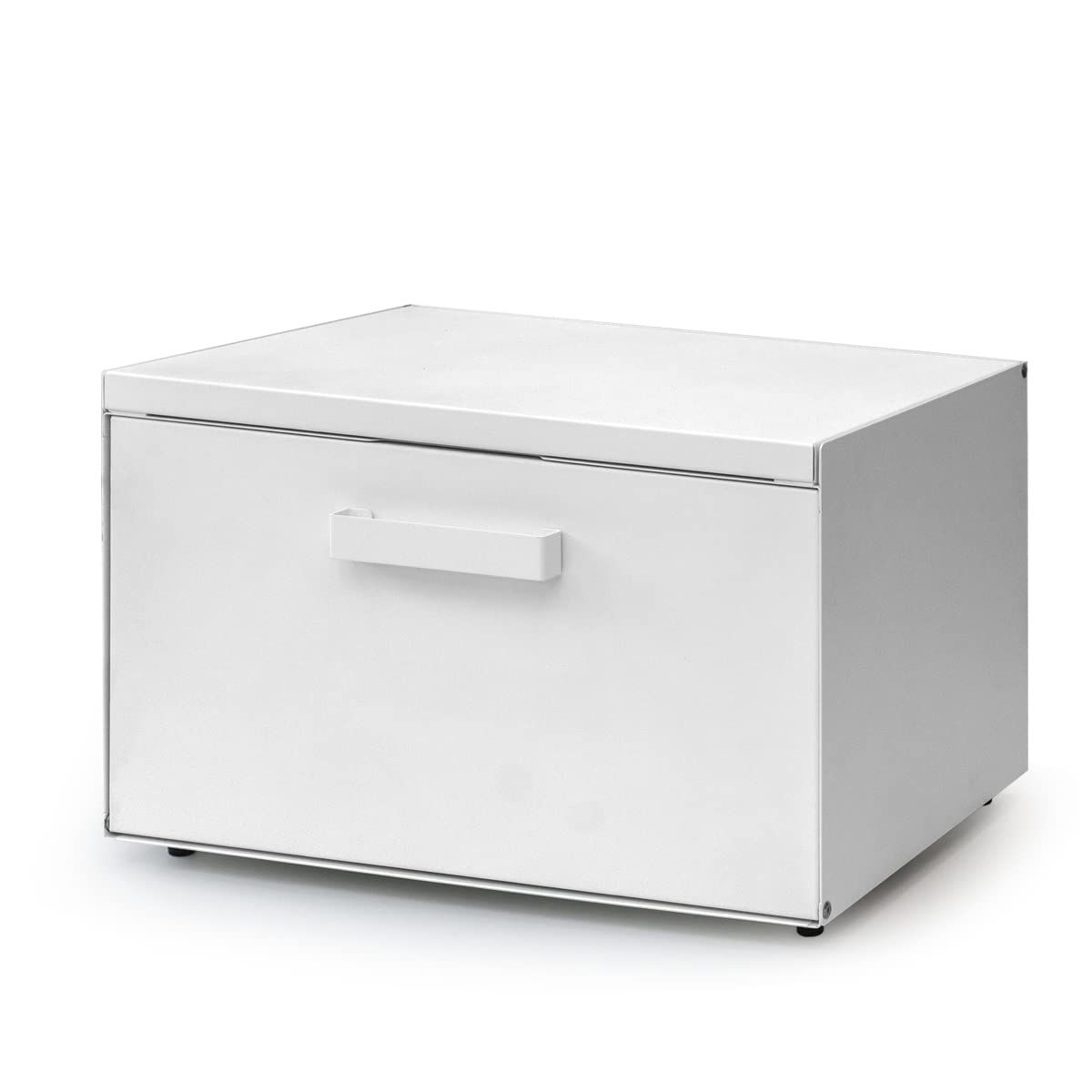 ottostyle.jp ブレッドケース ブレッドボックス 【ホワイト】 前・上扉も開閉可能 食パン 食品 コーヒー 調味料 保存 収納ボックス トースターラック スチール製 アジャスター脚 シンプル おしゃれ★m