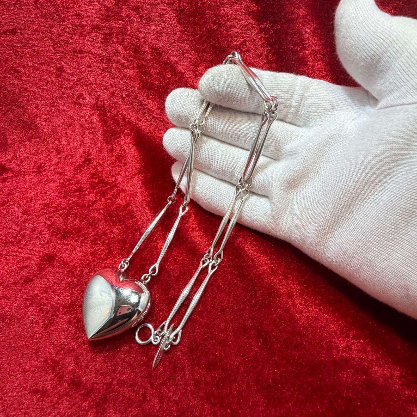 美品 ハートネックレス ♯126B ジョージジェンセン/GEORG JENSEN 