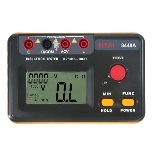 R◆EITAI3440A デジタル絶縁抵抗計、メガー、250V / 500V / 1000V、0.25MΩ?10GΩ、AC 0V?600V、メーカー直販、絶縁テスター、メガオーム計、メガテスター、絶縁抵抗測定、AC電圧測定 7586f797