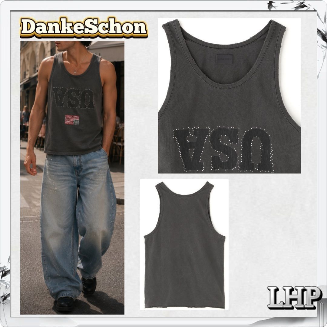 正規品 LHP DankeSchon ダンケシェーン USAロゴ タンクトップ ノースリーブ ピグメント加工