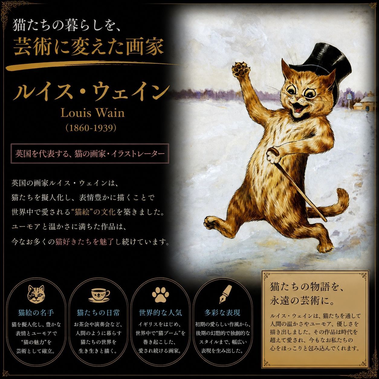 A3 ポスター】 ルイス・ウェイン 独身最後のパーティ 猫 お酒 葉巻