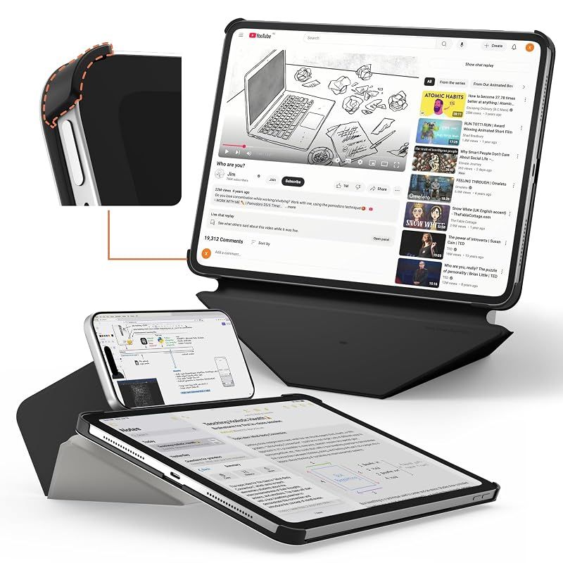 【新品】 MOFT【公式直営店】ダイナミックフォリオケース iPad Pro 11インチ ケース（M5/M4、2025/2024）対応 タブレットケース 四角保護 多角度調整 横置＆縦置 タブレットスタンド iPadスタンド 超軽量 薄型 折りたたみ 持ち運び