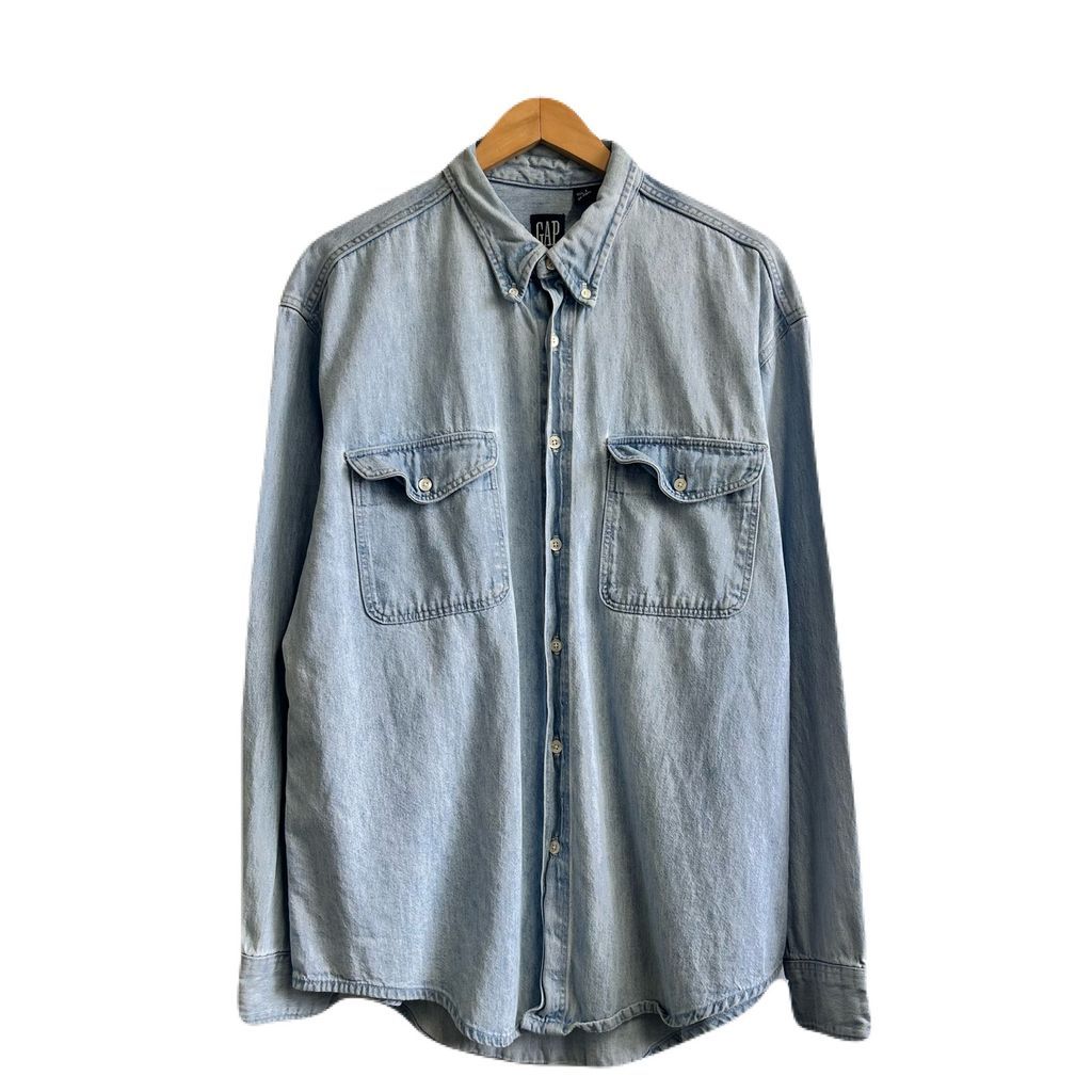 80s~ USA製 OLD GAP オールドギャップ デニムシャツ ダンガリーシャツ 青 ブルー SIZE L NO.T720