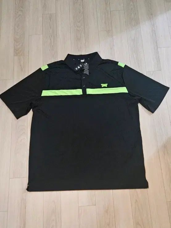 PXG ゴルフウェア 半袖 カラーTシャツ ブラック ライム 115 バスト 66