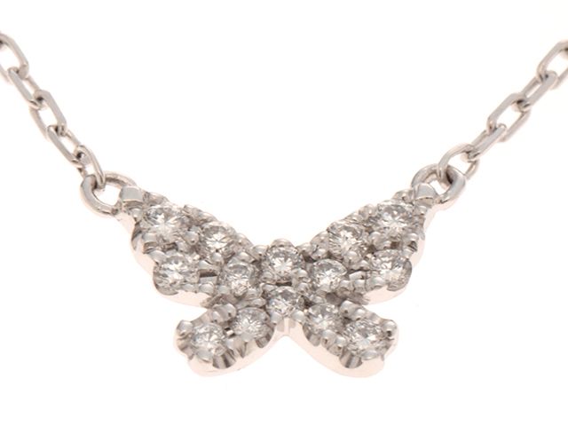 AHKAH アーカー ジュエリー バタフライパヴェNC/WG/D0.06/1.5g 貴金属･宝石 ﾈｯｸﾚｽ ネックレス K18ホワイトゴールド K18WG シルバー K18WG/Ⅾ0.06刻印 レディース【中古】【431】