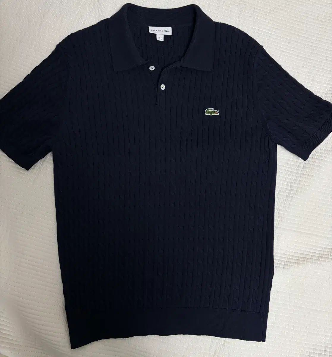 LACOSTE ケーブル ニット カラーTシャツ サイズ 4 ネイビー 出品