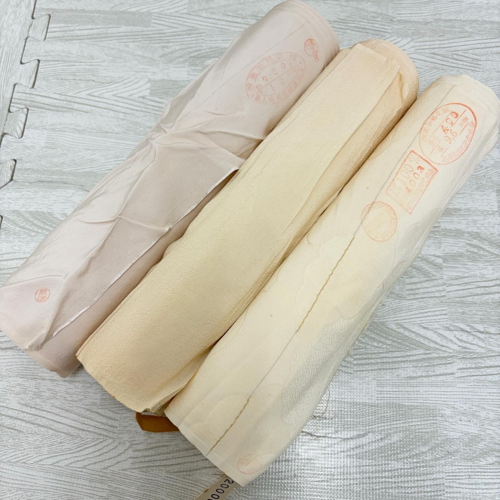 丹後縮緬 白反物 反物 正絹 3本 まとめ売り リメイク材料 s-942