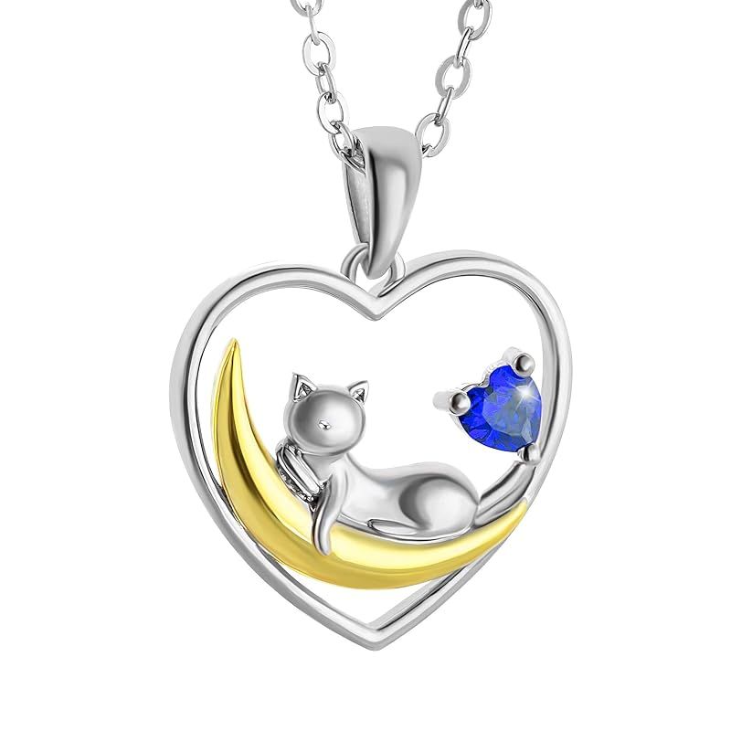 [AILIN] 誕生石ネックレス レディース ペンダント ハート 天然ガーネット誕生石 猫好きプレゼント 金属アレルギー対応 結婚記念日 プレゼント 9月 結婚記念日 プレゼント 妻