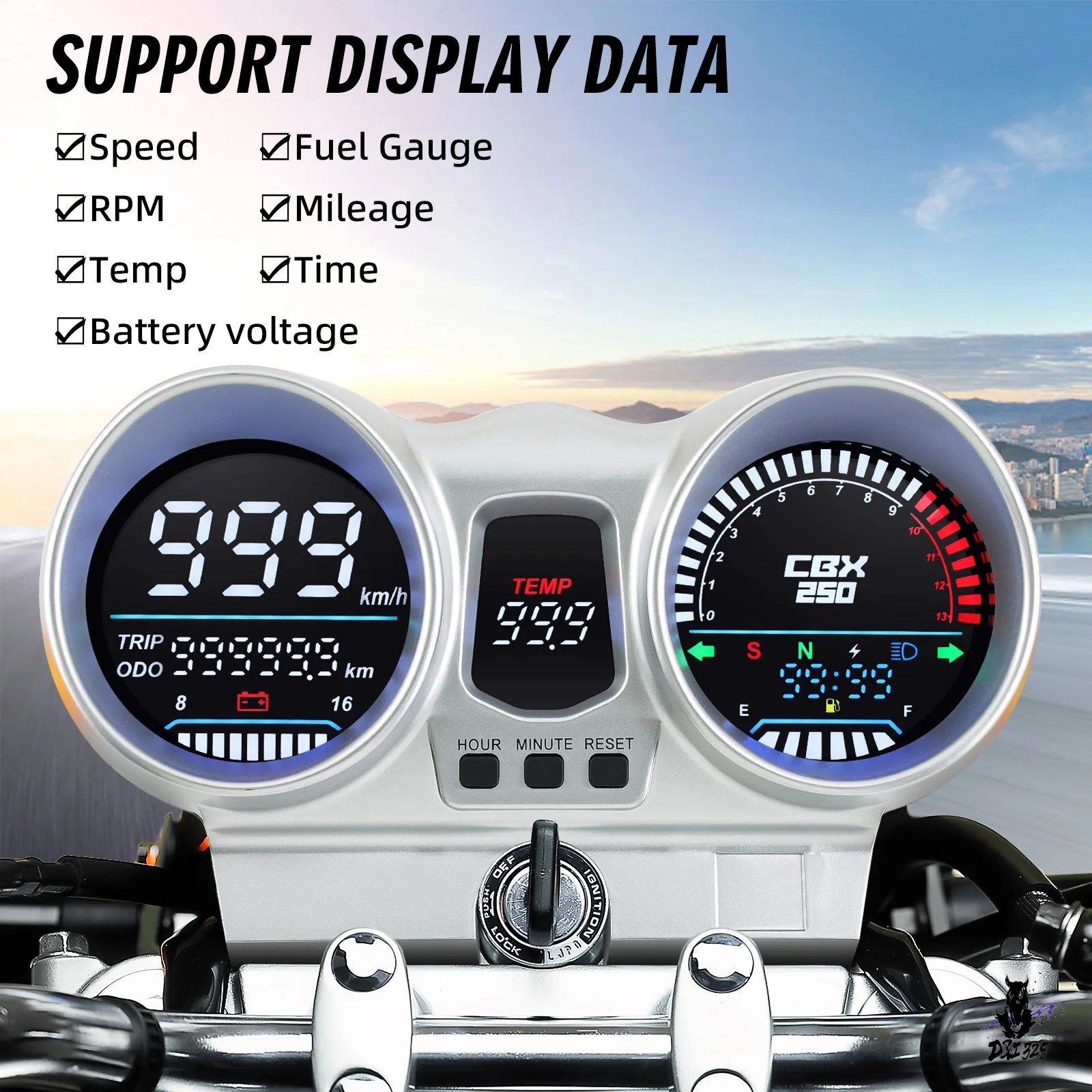 Honda CBX250 Twister 2001-2008用 スピードメーター タコメーター LCD表示