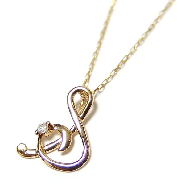 イニシャル ネックレス ダイヤモンド ネックレス 一粒 0.01ct K18 ゴールド 文字 S ダイヤネックレス ペンダント レディース ジュエリー プレゼント