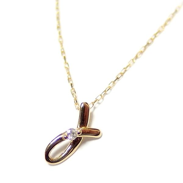 イニシャル ネックレス ダイヤモンド ネックレス 一粒 0.01ct K18 ゴールド 文字 L ダイヤネックレス ペンダント レディース ジュエリー プレゼント