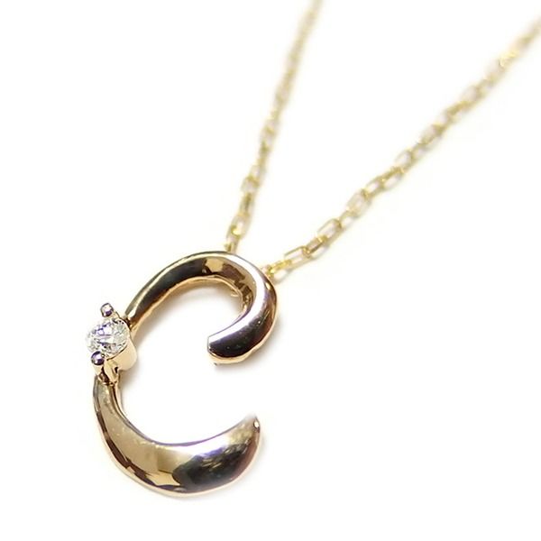 イニシャル ネックレス ダイヤモンド ネックレス 一粒 0.01ct K18 ゴールド 文字 C ダイヤネックレス ペンダント レディース ジュエリー プレゼント