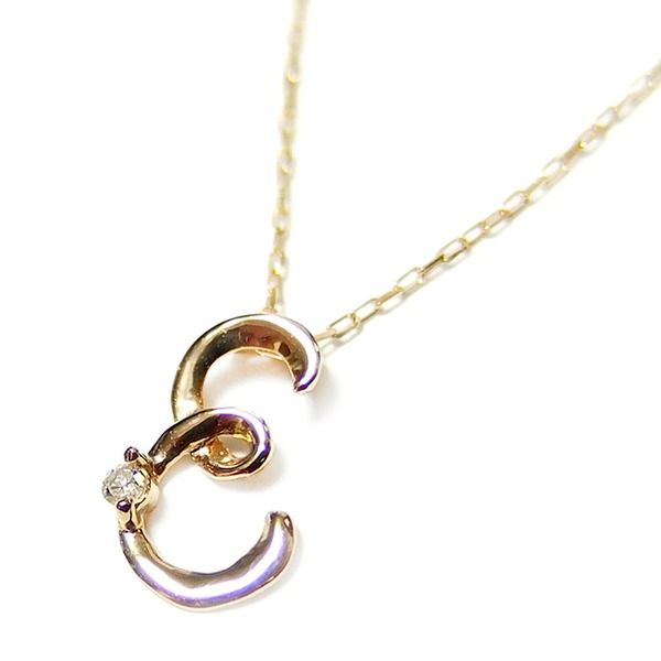 イニシャル ネックレス ダイヤモンド ネックレス 一粒 0.01ct K18 ゴールド 文字 E ダイヤネックレス ペンダント レディース ジュエリー プレゼント