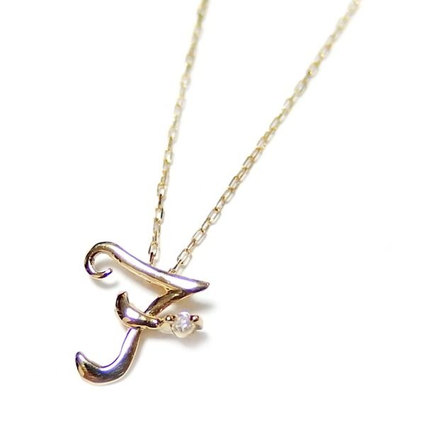イニシャル ネックレス ダイヤモンド ネックレス 一粒 0.01ct K18 ゴールド 文字 F ダイヤネックレス ペンダント レディース ジュエリー プレゼント