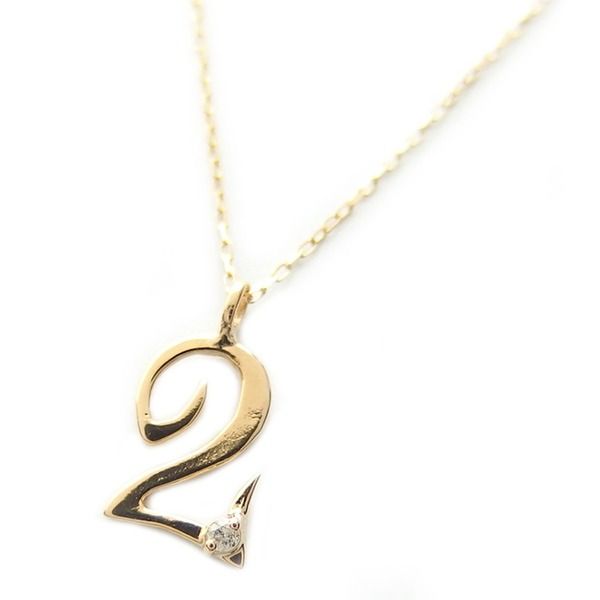 ナンバー ネックレス ダイヤモンド ネックレス 一粒 0.01ct K18 ゴールド 数字 2 ダイヤネックレス ペンダント レディース ジュエリー プレゼント