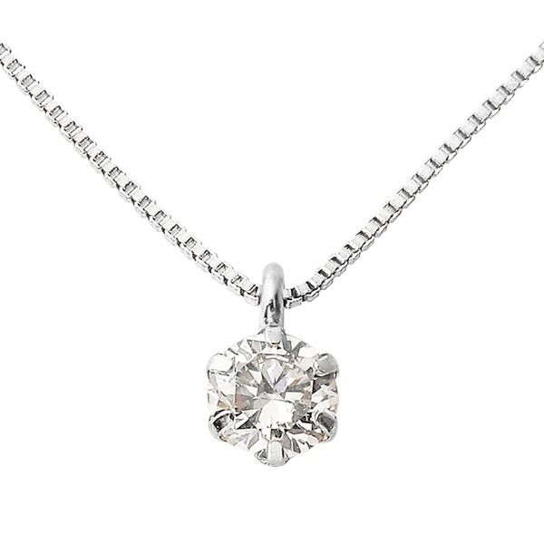 ダイヤモンド ネックレス 0.1ct プラチナ Pt900 一粒 6本爪 シンプル ダイヤネックレス ペンダント 鑑別カード付き レディース ジュエリー プレゼント