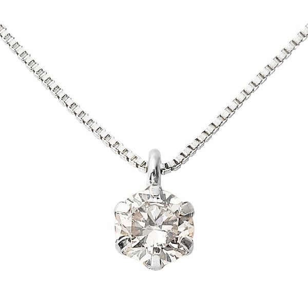 ダイヤモンド ネックレス 0.3ct プラチナ Pt900 一粒 6本爪 シンプル ダイヤネックレス ペンダント 鑑別カード付き レディース ジュエリー プレゼント