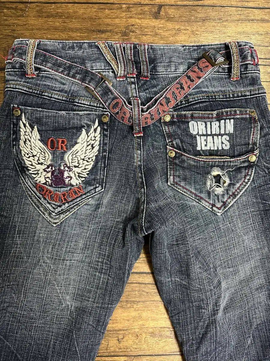 オリリー ジーン ORIRIN JEANS Y2K ウィング刺繍 クロップドデニム パンツ 日本パンツ