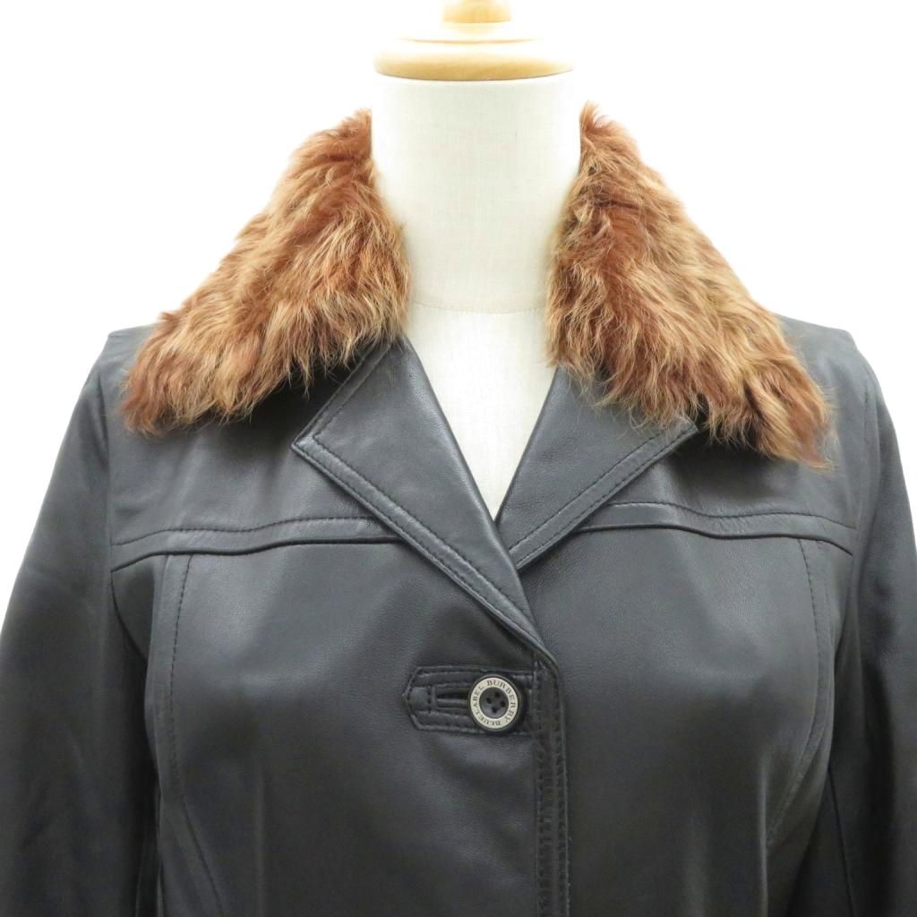バーバリーブルーレーベル BURBERRY BLUE LABEL ラムレザーコート 