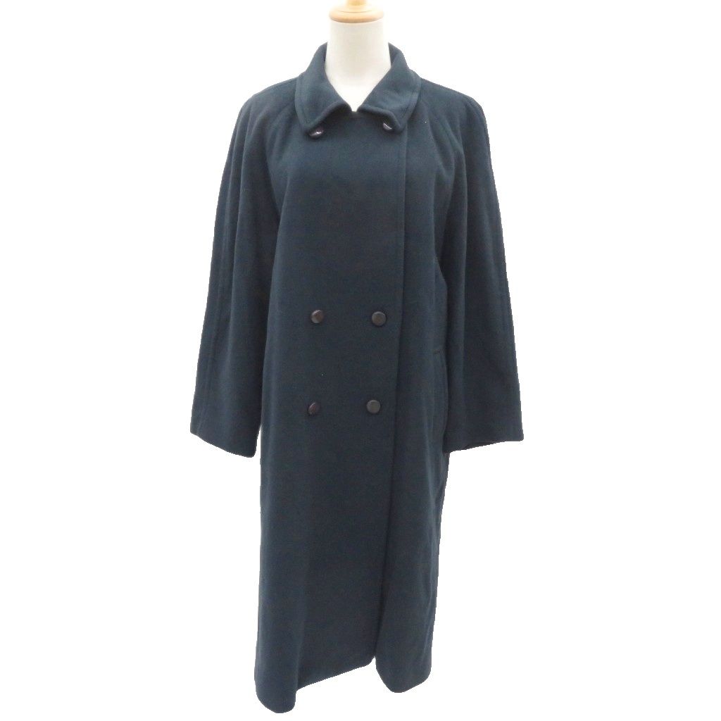 CASHMERE ステンカラーコート ロング丈 13 紺 ネイビー ダブルボタン /HO33 ■ECD005