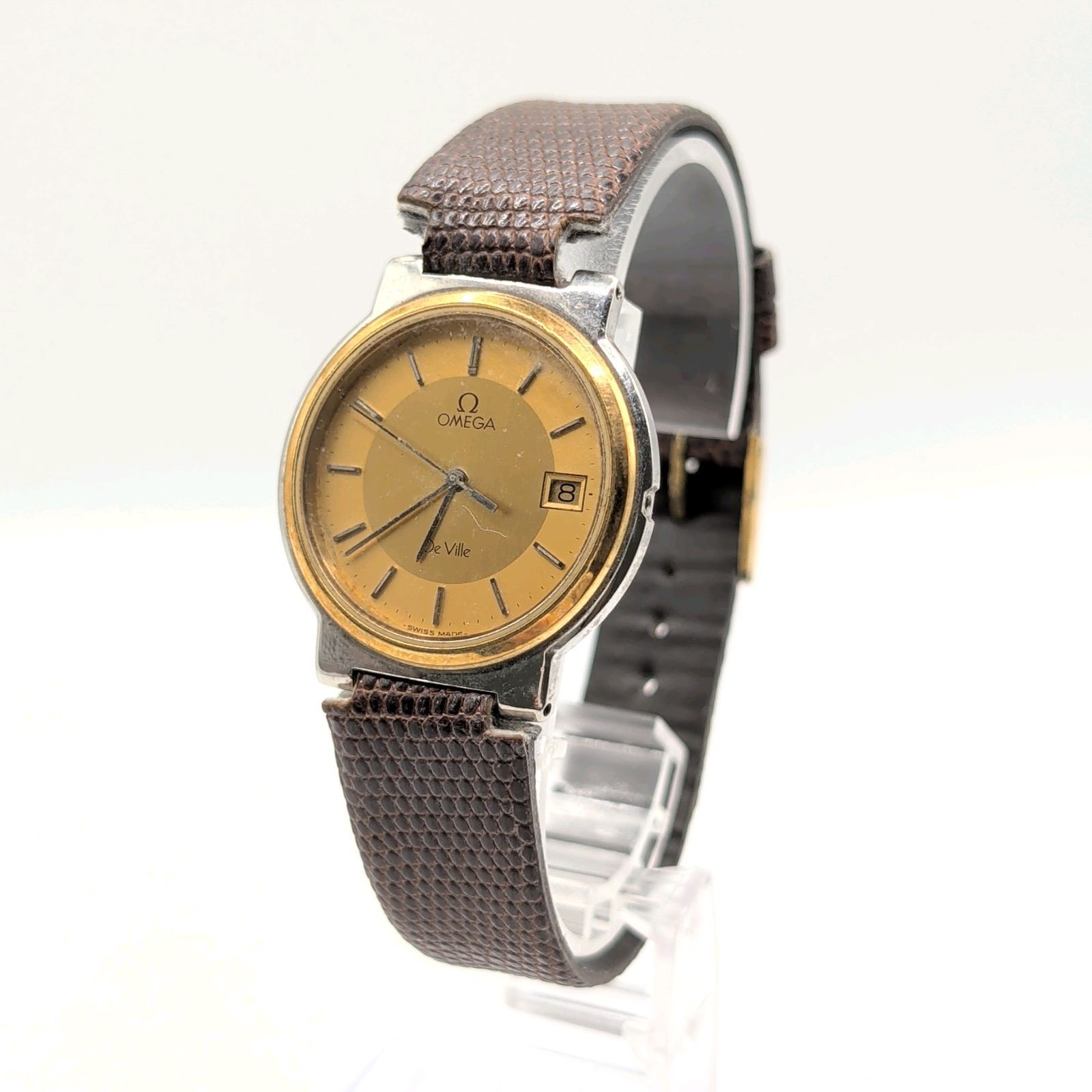 OMEGA De Ville Watch Quartz Ladies Square Gold Gold dial Y2K 00S