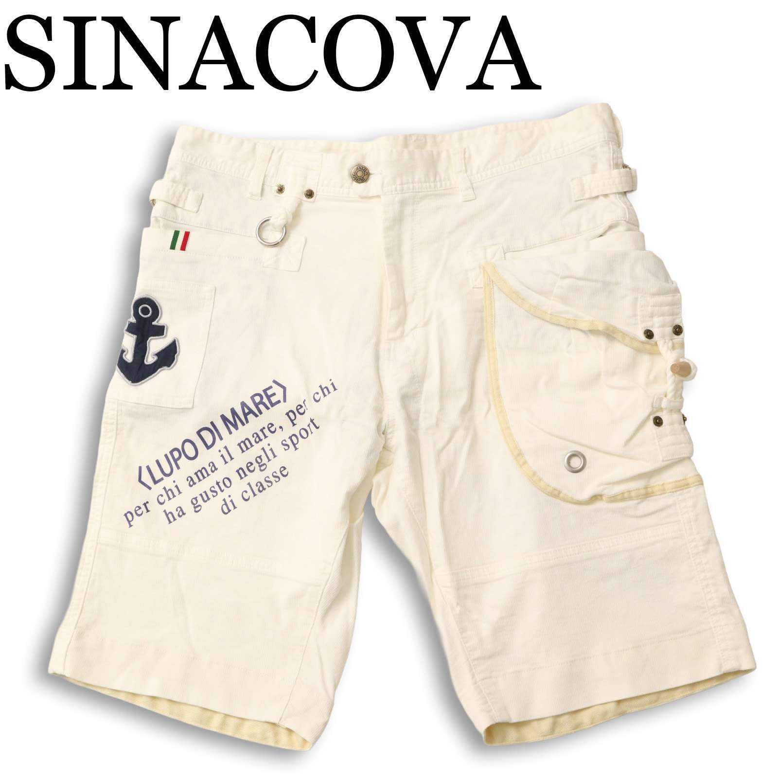 SINACOVA シナコバ 春夏☆ 碇 刺繍 マリン ロゴ ストレッチ ハーフ