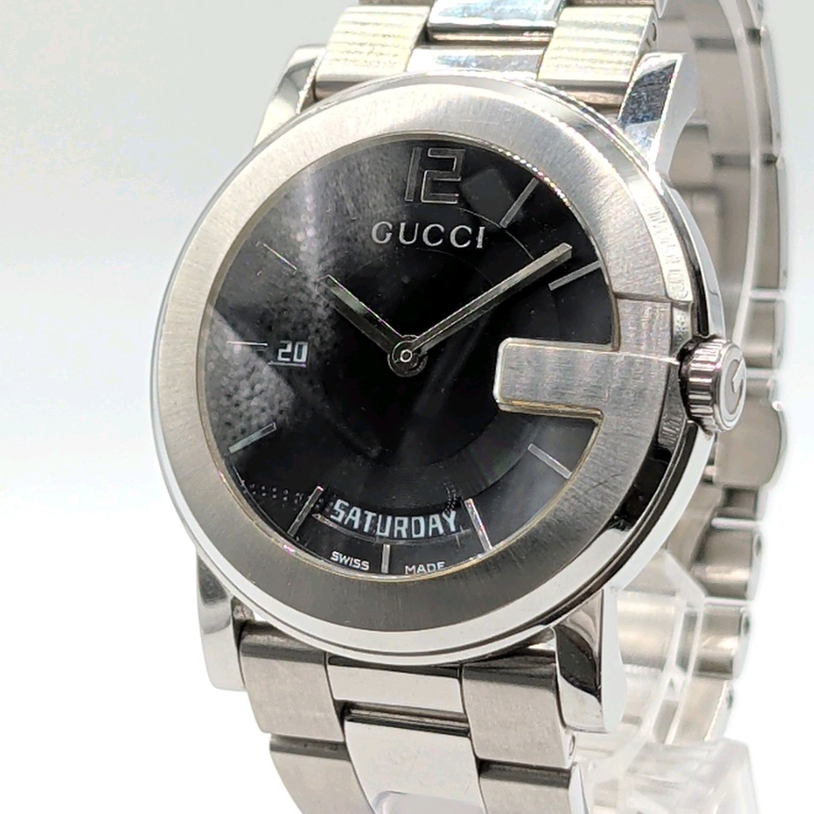 GUCCI 101M Watch Ladies Quartz Round Silver dial Y2K 00S Vintage Working Day Date グッチ 時計 クオーツ レディース ラウンド シルバー文字盤 ヴィンテージ デイデイト 稼働品