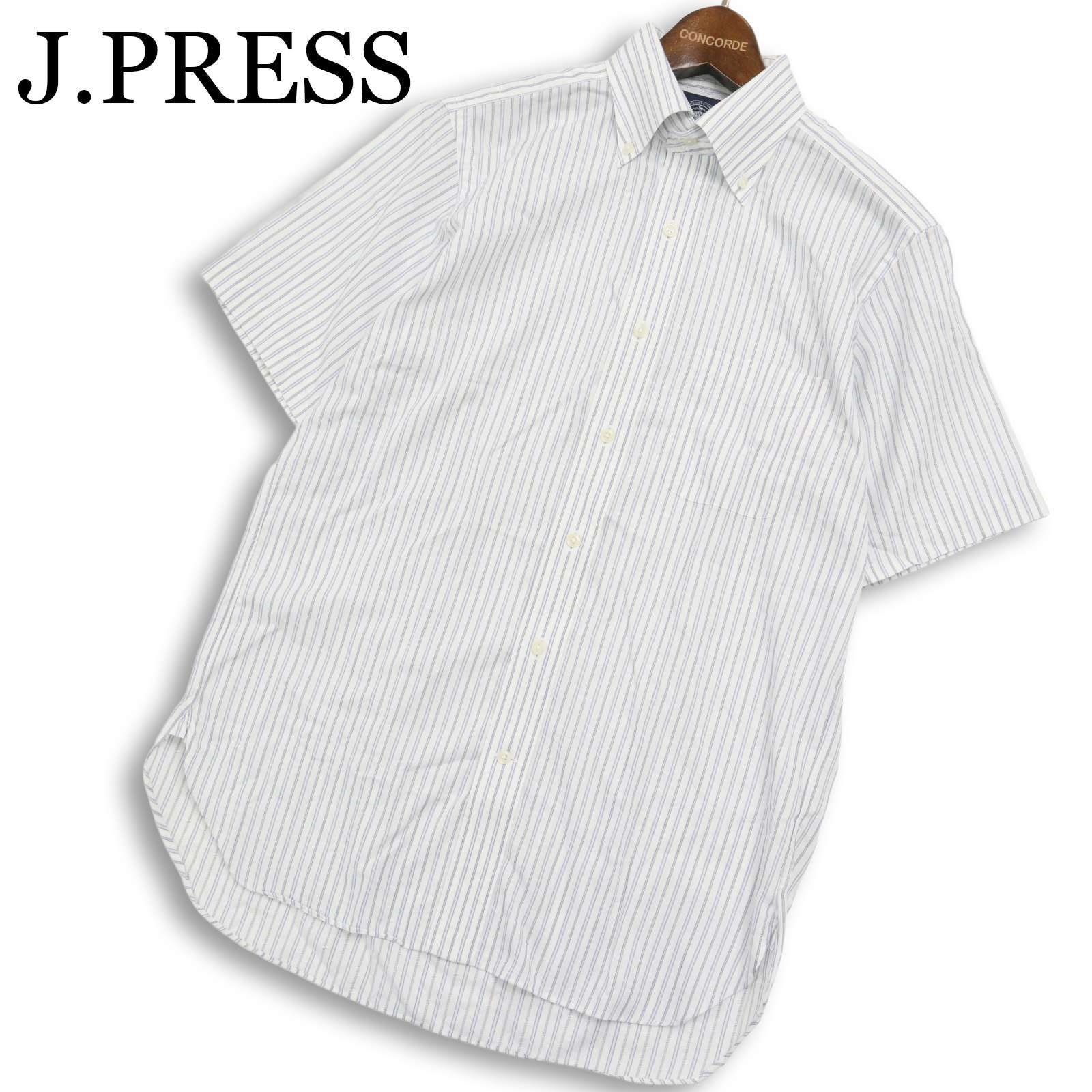 J.PRESS ジェイプレス 春夏☆ 半袖 ストライプ ボタンダウン シャツ Sz 