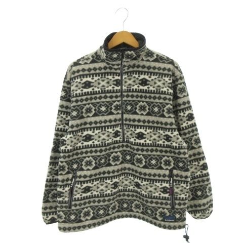 エルエルビーン L.L.BEAN POLARTEC WINDBLOC SERIES フリースジャケット アウトドアウェア スタンドカラー 長袖 総柄 グレー /AH11 ■ECE006