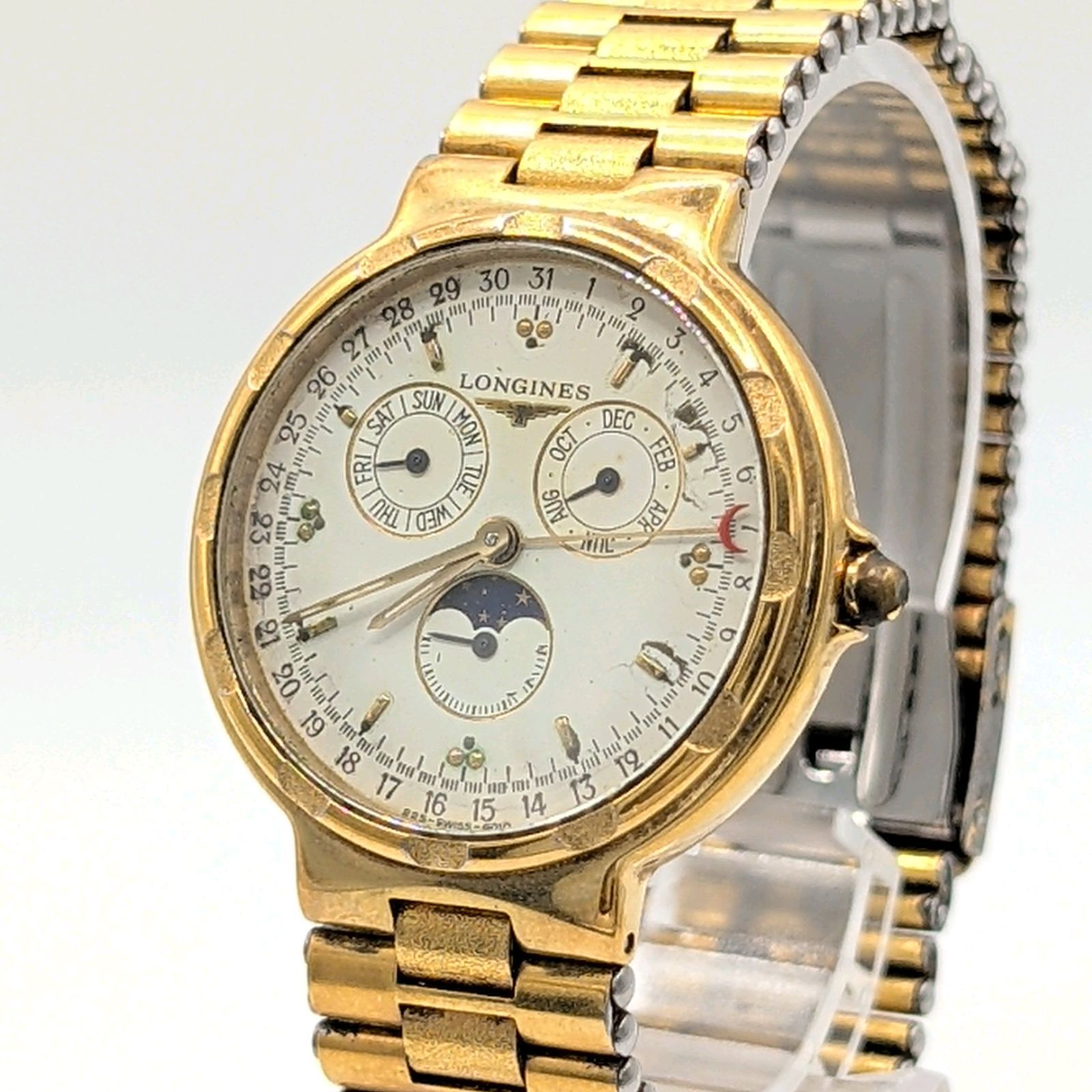 ロンジン LONGINES コンクエスト トリプルカレンダー ムーンフェイズ LONGINES Conquest Watch Quartz Gold Date Y2K 00S ロンジン コン