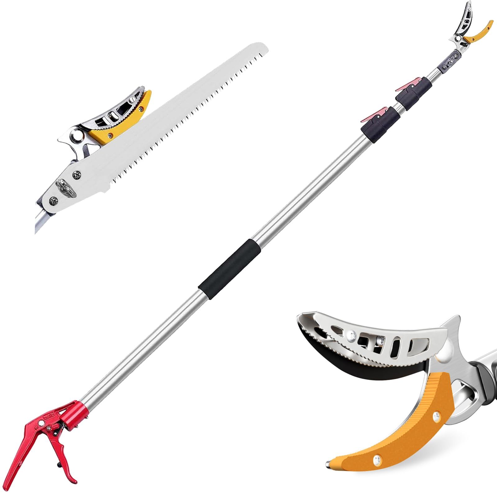 ☆新品☆高枝切りバサミ 【日本製 2枚の刃】 3段伸縮式 2m 3m 4m 5m 軽量 たかえだきりばさみ SK5高級炭素刃 高枝切り鋏 鋸付き 高枝切りノコギリ はさみ ガーデニング用品 果樹園 公園 農場 庭園などに適応 園芸用具 果物取り (三段伸縮：1