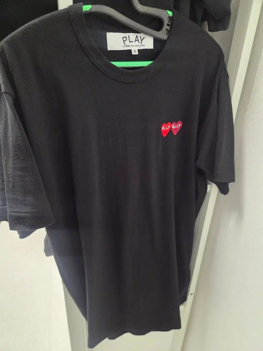 コム・デ・ギャルソン ハート 2個 半袖Tシャツ ブラック XL