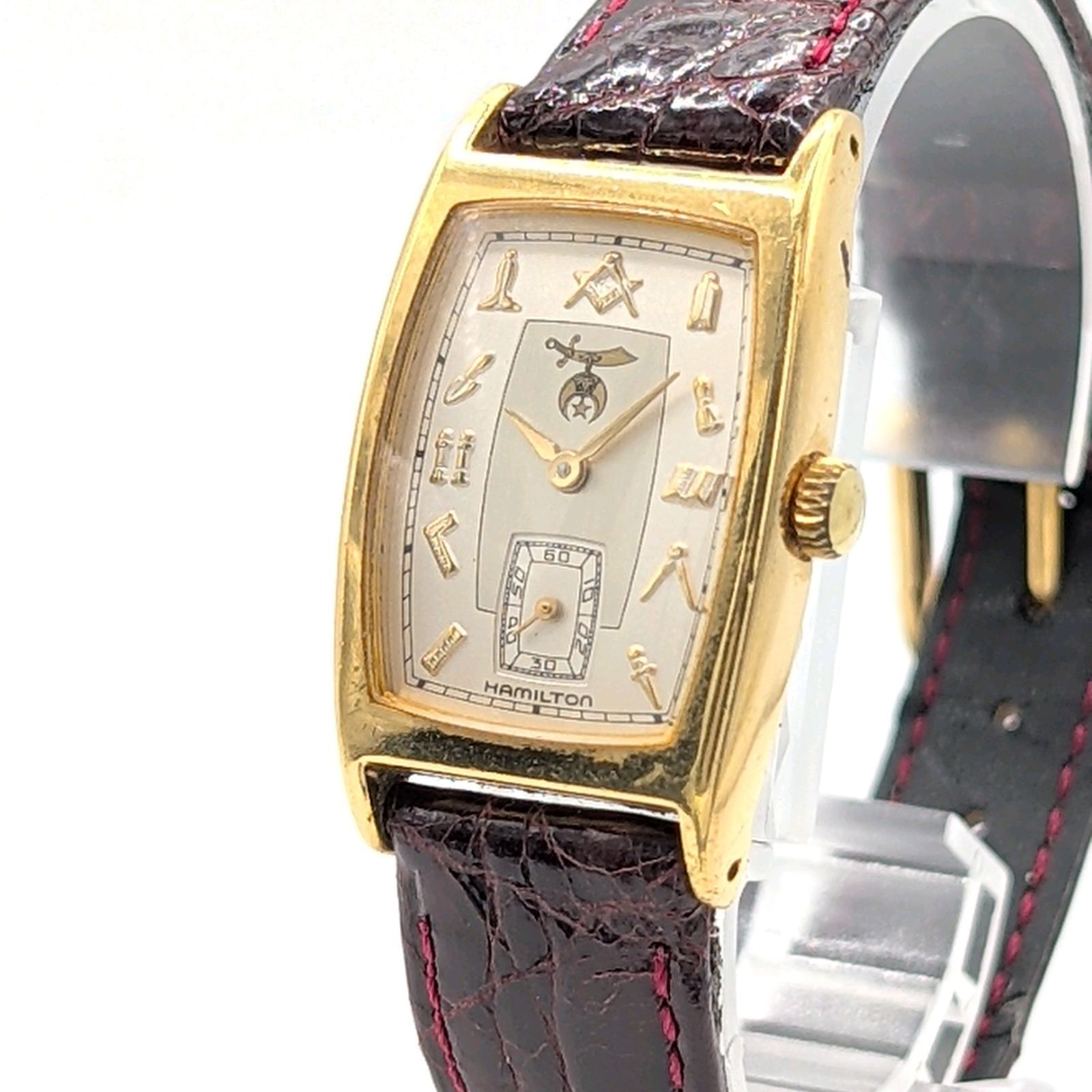 HAMILTON Watch Quartz Ladies Square Gold Y2K 50S Vintage Antique Small second ハミルトン 時計 クオーツ レディース スクエア ヴィンテージ アンティーク スモセコ 稼働品