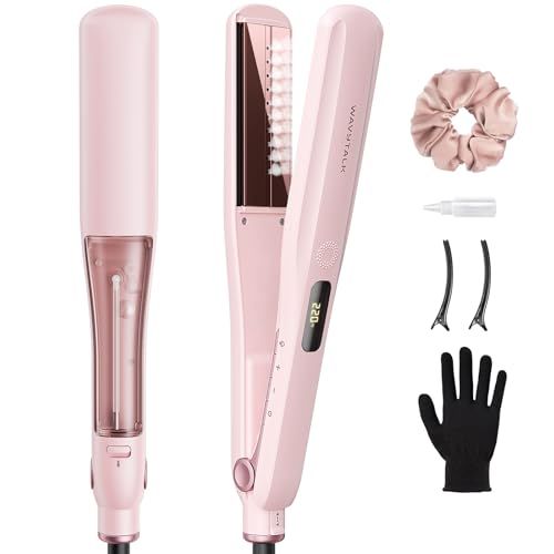 Wavytalk スチームヘアアイロン スチームで髪へのダメージを軽減しながら髪を潤す 時短ストレート 24時間持続 ツヤのある髪に 1.38インチ ナノチタンストレートアイロン 海外対応t 7b6c1271