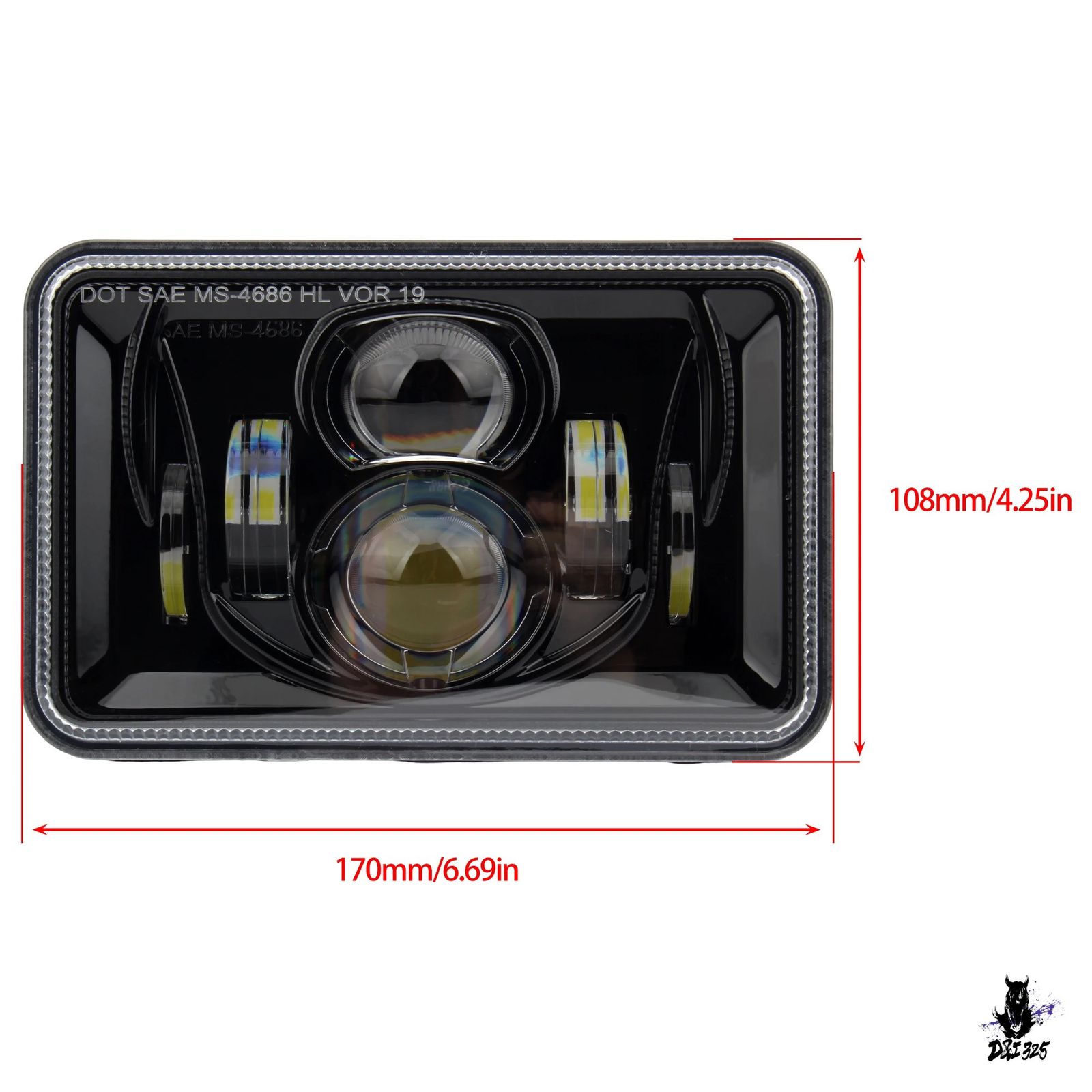 4×6インチ LED ヘッドライト 60W H4651 H4652 H4656 H4666 H6545 対応 10,707円