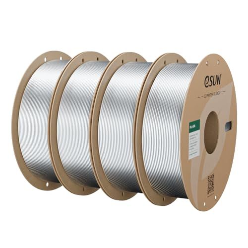 eSUN シルクメタル PLA フィラメント 1.75mm 4個セット シルキーメタリック 3Dプリンター用 寸法精度±0.05mm 1kg/巻 シルクシルバー★m 5eca51fd
