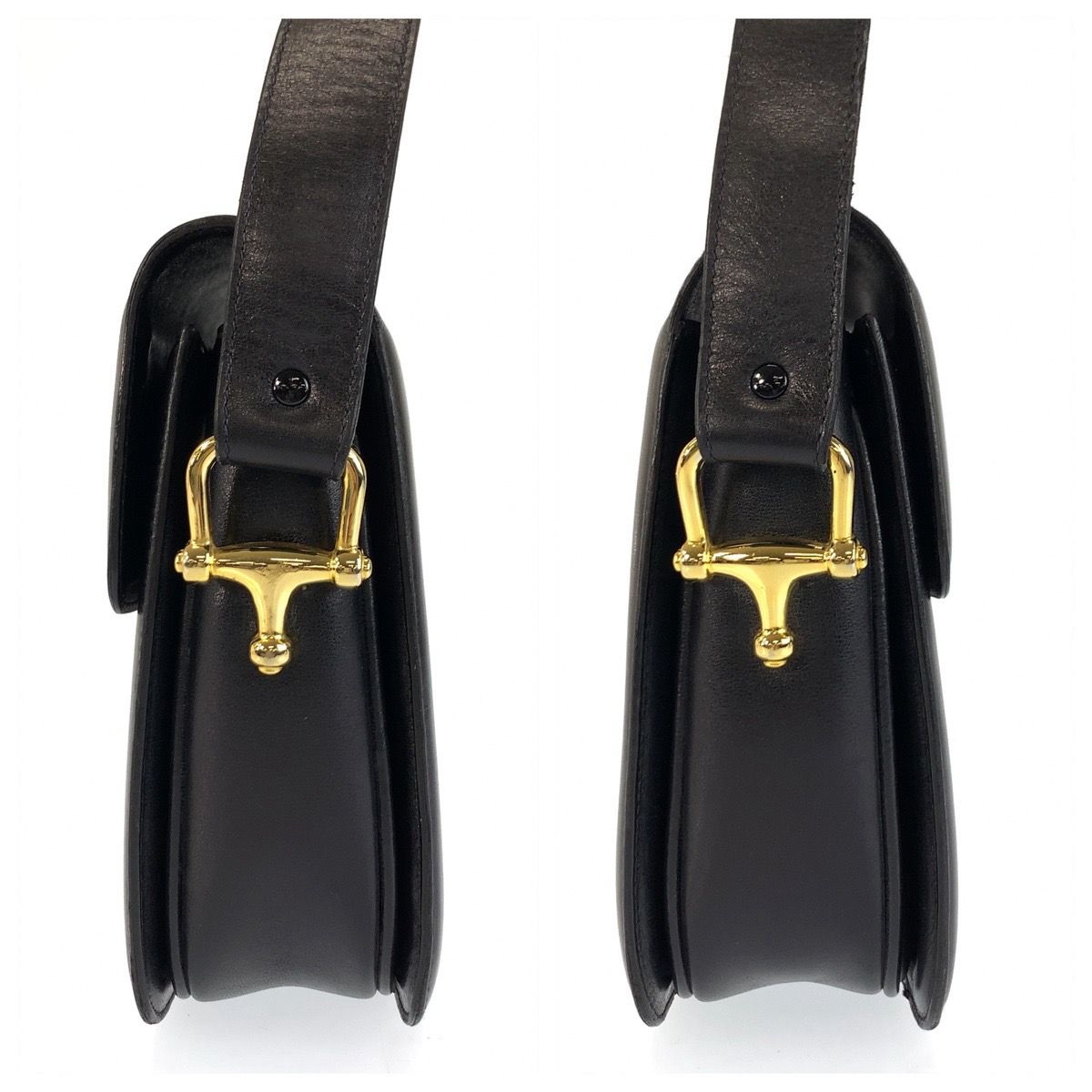美品 CELINE セリーヌ 馬車金具 ブラック 黒 ゴールド金具 レザー