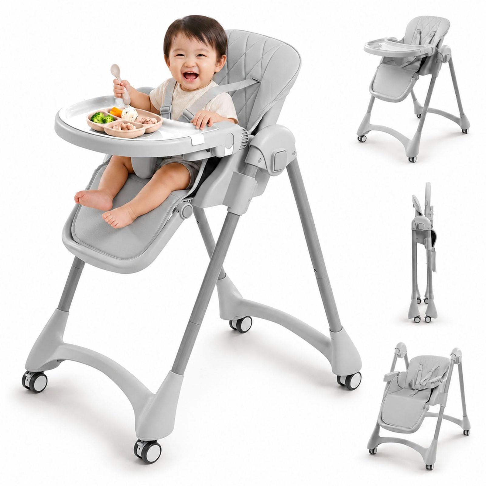 ベビーチェア ハイローチェア 折りたたみ 6ヶ月～3歳対応 25cm隙間収納