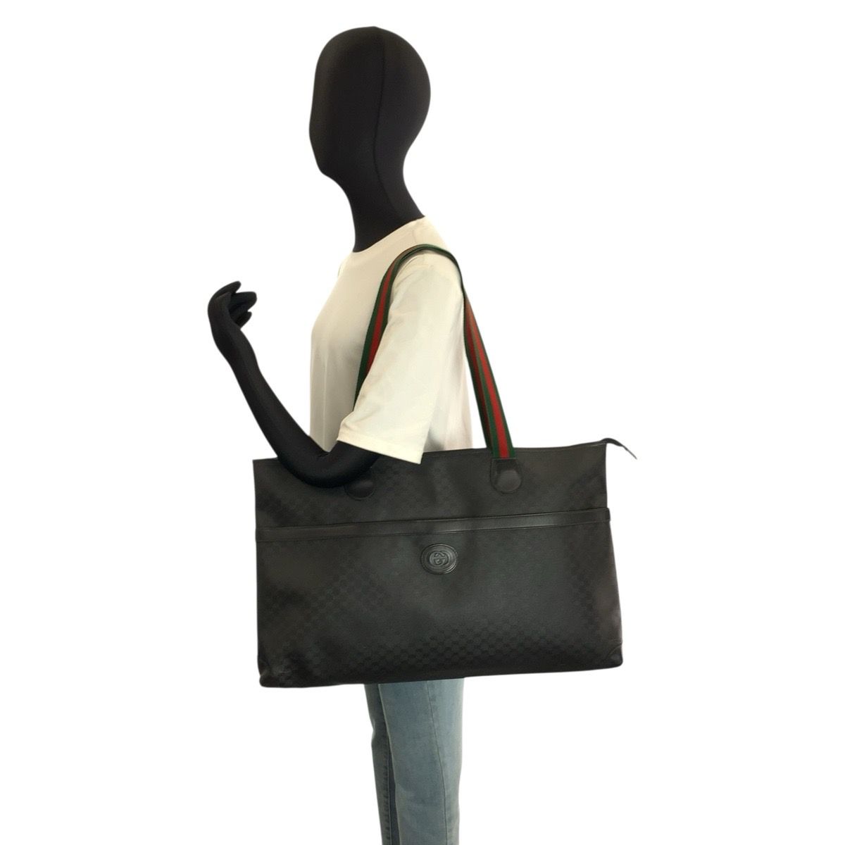 美品 GUCCI グッチ ヴィンテージ マイクロGG シェリーライン ブラック
