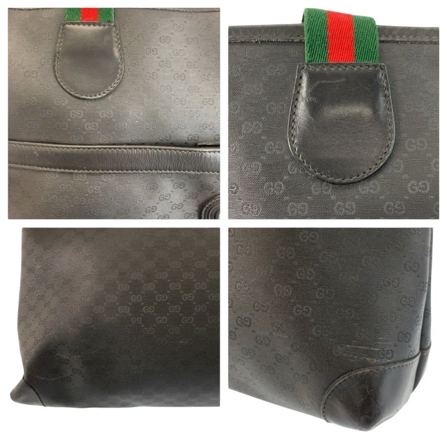 美品 GUCCI グッチ ヴィンテージ マイクロGG シェリーライン ブラック